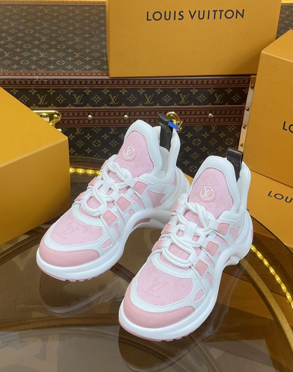 ルイヴィトン 靴 LV アークライト スニーカー レディース lv303318 ホワイト/ピンク N品 芸能人 愛用スニーカー レディース - 画像 (8)