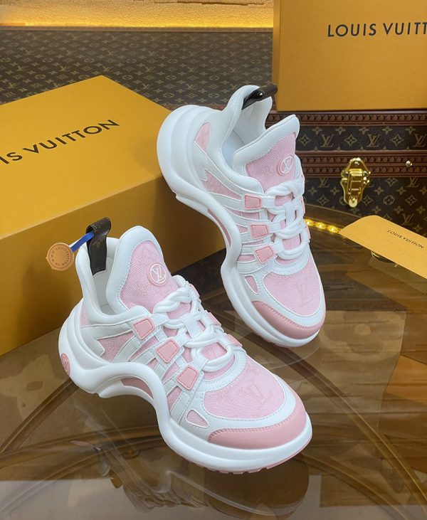ルイヴィトン 靴 LV アークライト スニーカー レディース lv303318 ホワイト/ピンク N品 芸能人 愛用スニーカー レディース - 画像 (7)