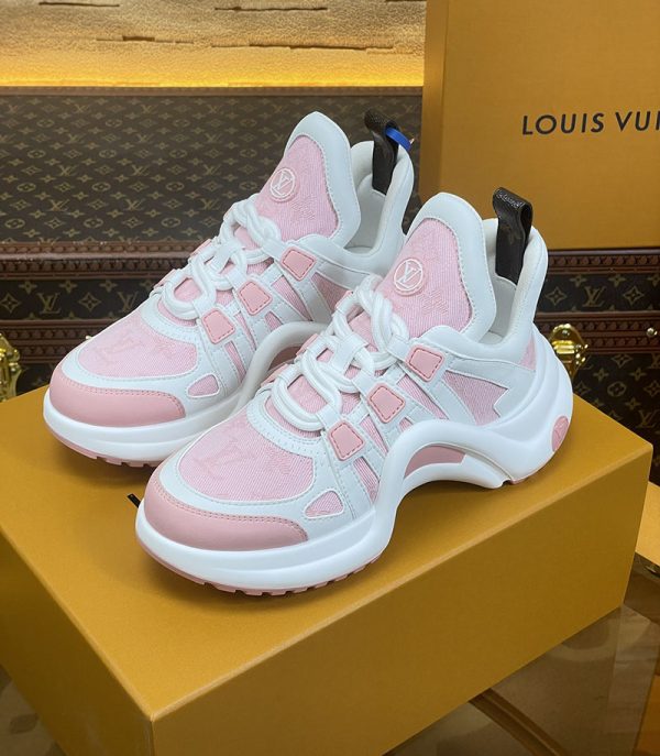 ルイヴィトン 靴 LV アークライト スニーカー レディース lv303318 ホワイト/ピンク N品 芸能人 愛用スニーカー レディース - 画像 (2)