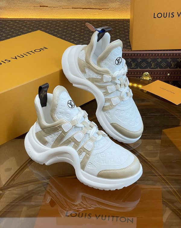 ルイヴィトン 靴 LV アークライト スニーカー レディース lv303324 ホワイト/ゴールド N品 海外 スニーカー 流行り レディース - 画像 (9)