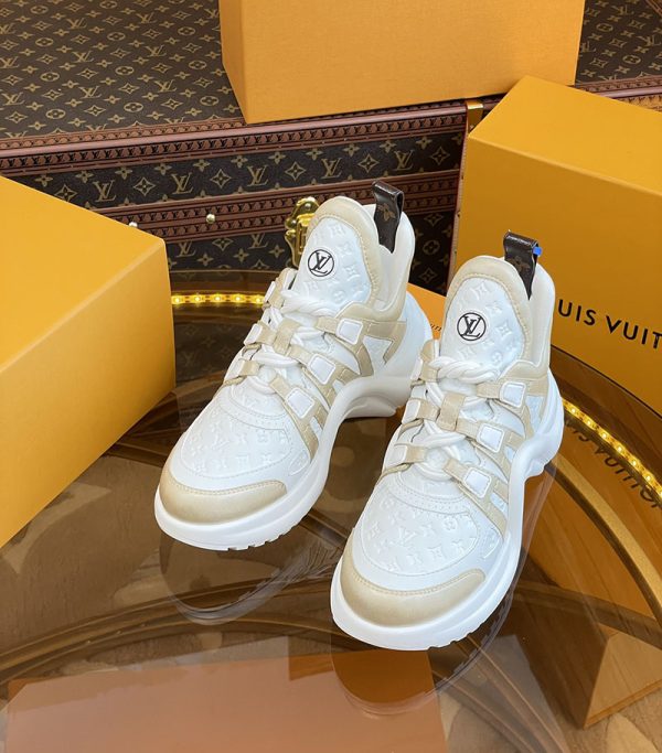 ルイヴィトン 靴 LV アークライト スニーカー レディース lv303324 ホワイト/ゴールド N品 海外 スニーカー 流行り レディース - 画像 (7)