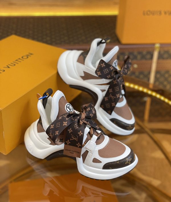 ルイヴィトン 靴 LV アークライト スニーカー レディース lv303336 ホワイト/ブラウン N品 歩きやすいスニーカー レディース 旅行 - 画像 (8)