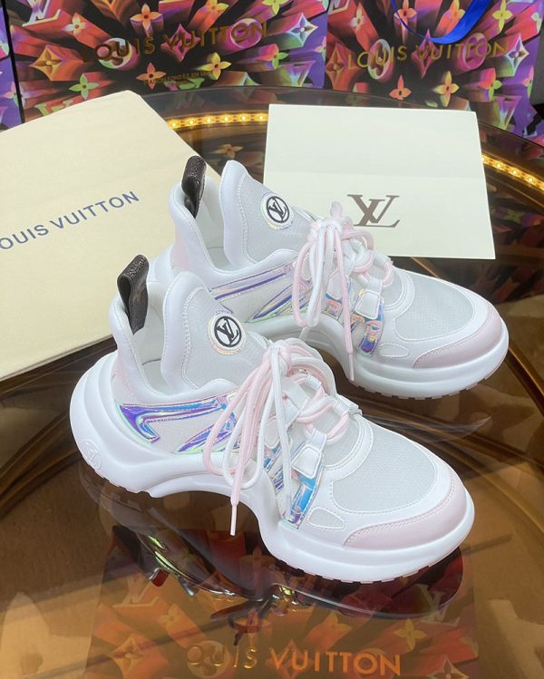 ルイヴィトン 靴 LV アークライト スニーカー レディース lv303343 ホワイト/ピンク N品 スニーカー レディース 厚底 人気 - 画像 (7)