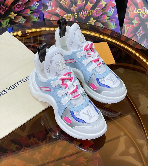ルイヴィトン 靴 LV アークライト スニーカー レディース lv30356 ホワイト/スカイブルー N品 次に流行るスニーカー 2025 - 画像 (8)