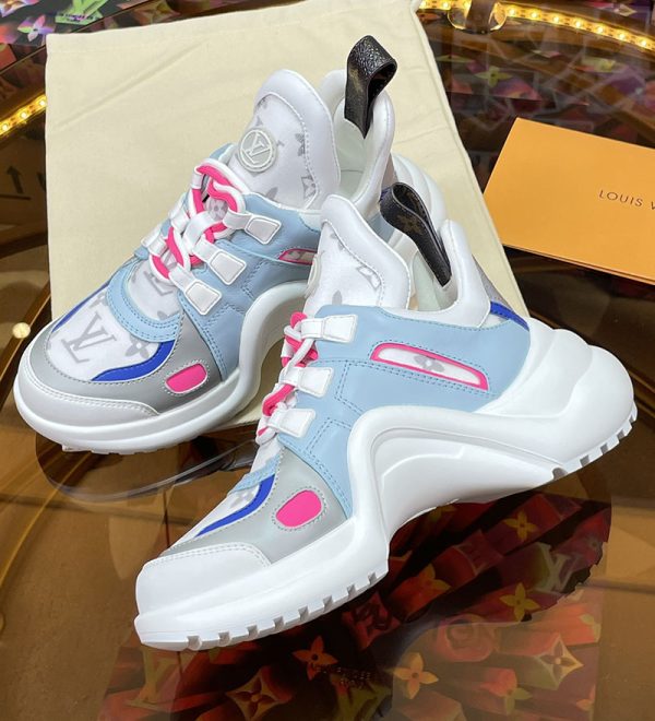 ルイヴィトン 靴 LV アークライト スニーカー レディース lv30356 ホワイト/スカイブルー N品 次に流行るスニーカー 2025 - 画像 (2)