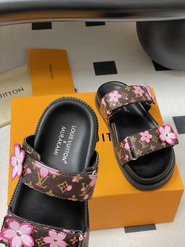 ルイヴィトン 靴 LV × TM サンダル レディース ルイ・ヴィトン × 村上隆の第2弾 lv303357 ブラック/ブラウン N品 ヴィトン サンダル レディース - 画像 (4)