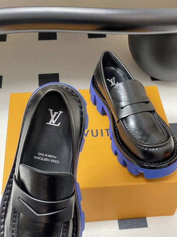 ルイヴィトン 靴 LV チェッカー メリージェーン 男女兼用のローファー lv303362 ブラック N品 ローファー レディース 厚底 - 画像 (5)