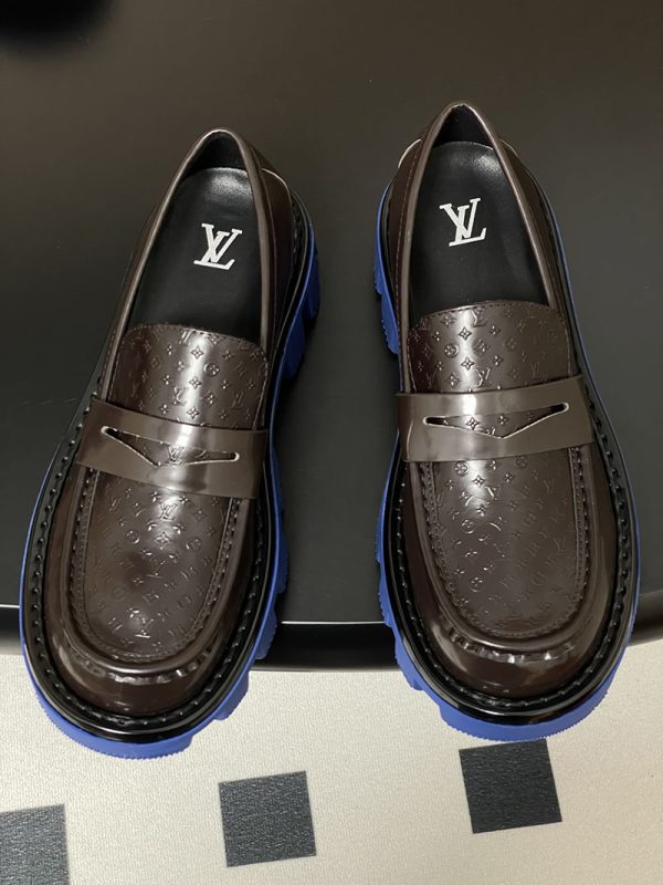 ルイヴィトン 靴 LV チェッカー メリージェーン 男女兼用のローファー lv303362 ブラウン N品 ローファー レディース 厚底 - 画像 (9)
