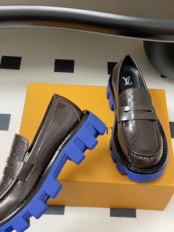 ルイヴィトン 靴 LV チェッカー メリージェーン 男女兼用のローファー lv303362 ブラウン N品 ローファー レディース 厚底 - 画像 (7)