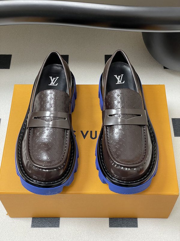 ルイヴィトン 靴 LV チェッカー メリージェーン 男女兼用のローファー lv303362 ブラウン N品 ローファー レディース 厚底 - 画像 (6)