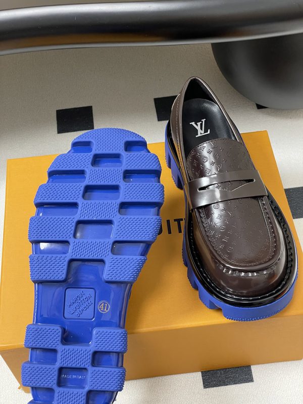 ルイヴィトン 靴 LV チェッカー メリージェーン 男女兼用のローファー lv303362 ブラウン N品 ローファー レディース 厚底 - 画像 (4)