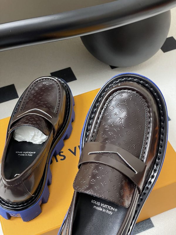 ルイヴィトン 靴 LV チェッカー メリージェーン 男女兼用のローファー lv303362 ブラウン N品 ローファー レディース 厚底 - 画像 (3)