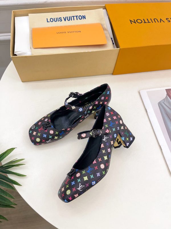 ルイヴィトン 靴 LV メリージェーン パンプス レディース ヒール 5.5cm lv303371 マルチカラー N品 メリージェーン 靴 コーデ - 画像 (8)