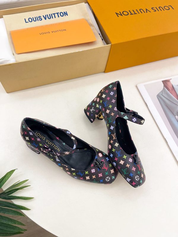 ルイヴィトン 靴 LV メリージェーン パンプス レディース ヒール 5.5cm lv303371 マルチカラー N品 メリージェーン 靴 コーデ - 画像 (6)