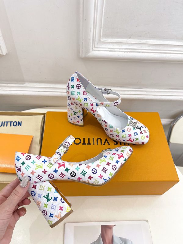 ルイヴィトン 靴 LV メリージェーン パンプス レディース ヒール 9cm lv303378 マルチカラー N品 メリージェーン 流行り いつまで - 画像 (7)