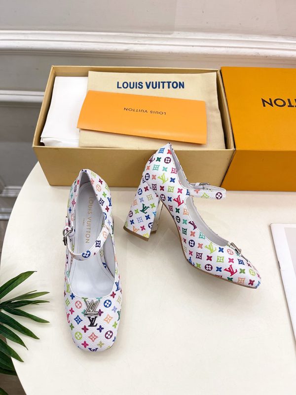 ルイヴィトン 靴 LV メリージェーン パンプス レディース ヒール 9cm lv303378 マルチカラー N品 メリージェーン 流行り いつまで - 画像 (6)