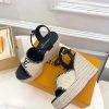 ルイヴィトン 靴 LV サンダル＆エスパドリーユ 2025 新作 レディース靴 lv303397 ブラック N品 夏 サンダル レディース 歩きやすい - 画像 (6)