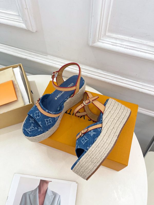 ルイヴィトン 靴 LV サンダル＆エスパドリーユ 2025 新作 レディース靴 lv303399 ブルー N品 夏 サンダル レディース 歩きやすい - 画像 (6)