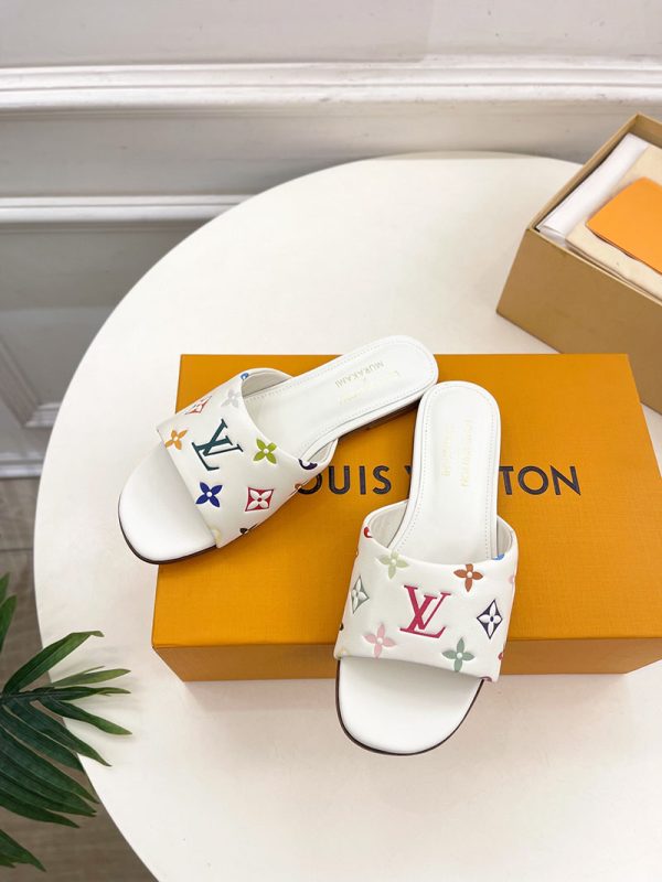 ルイヴィトン 靴 ルイ・ヴィトン x 村上隆コレクション フラットミュール 1AGVW7 ホワイト LV x TM 6AM - 画像 (7)