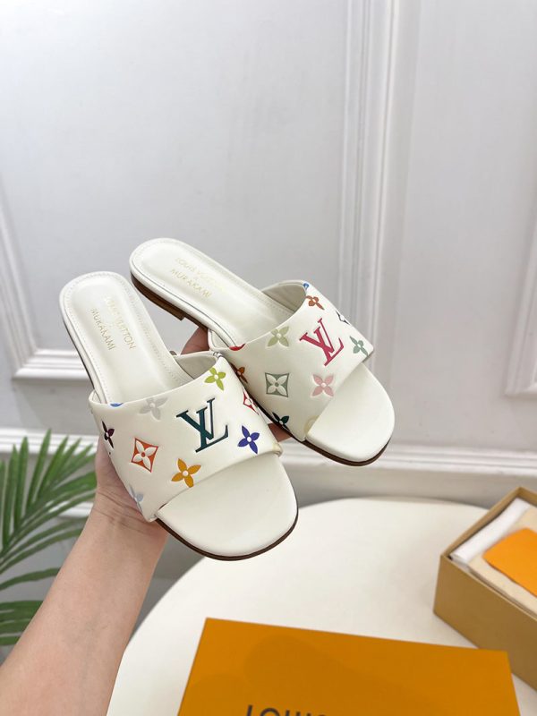 ルイヴィトン 靴 ルイ・ヴィトン x 村上隆コレクション フラットミュール 1AGVW7 ホワイト LV x TM 6AM - 画像 (6)