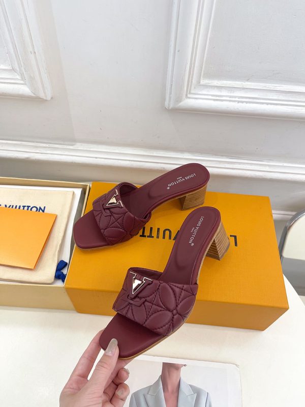 ルイヴィトン 靴 LV マレ ミュール 2025新作 ヒール5cm ワインレッド lv303412 N品 ヴィトン ミュール レディース - 画像 (8)