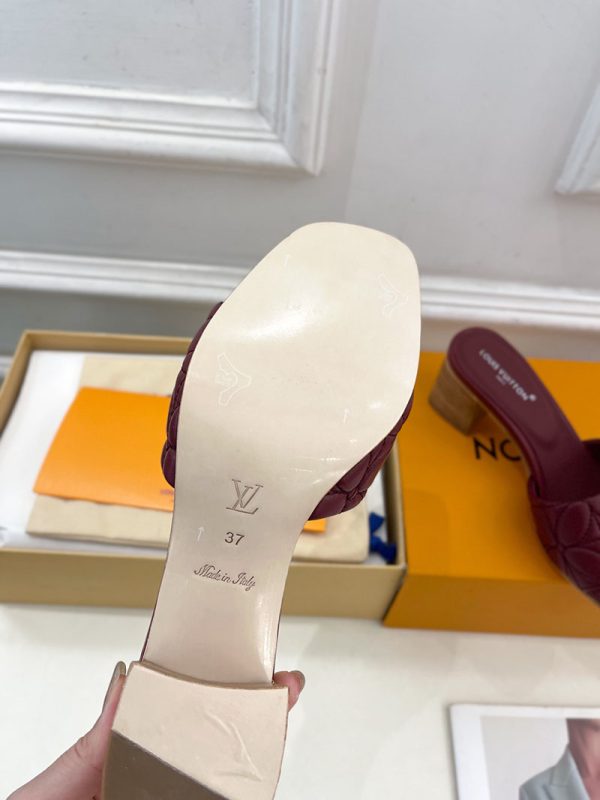 ルイヴィトン 靴 LV マレ ミュール 2025新作 ヒール5cm ワインレッド lv303412 N品 ヴィトン ミュール レディース - 画像 (2)