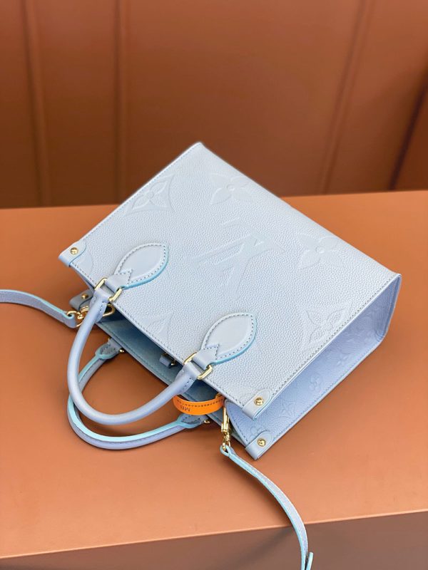 逸品 ルイヴィトン モノグラムアンプラント オンザゴーPM M46840 モノグラムアンプラントレザー ブルー ゴールド金具 - 画像 (7)