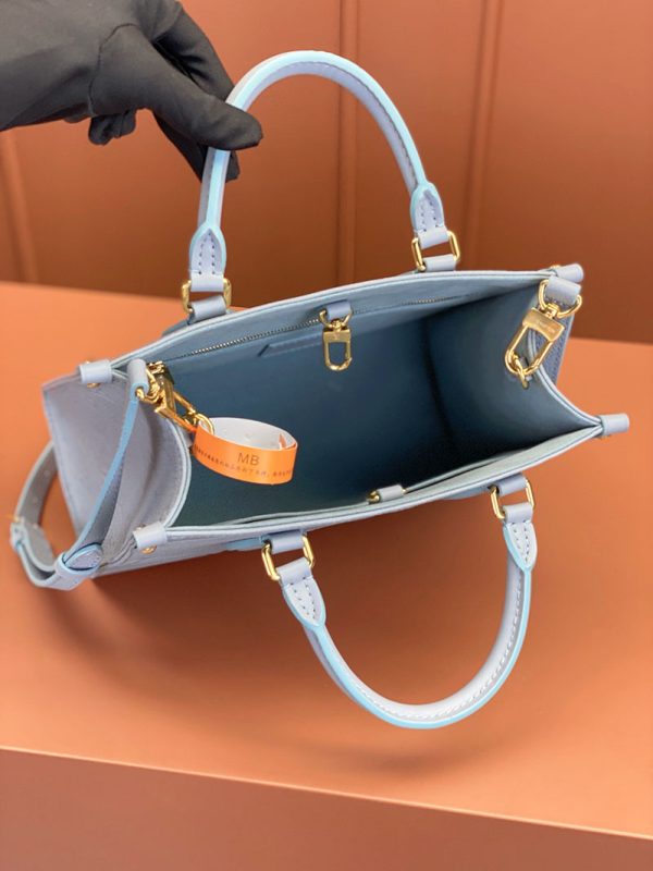 逸品 ルイヴィトン モノグラムアンプラント オンザゴーPM M46840 モノグラムアンプラントレザー ブルー ゴールド金具 - 画像 (6)