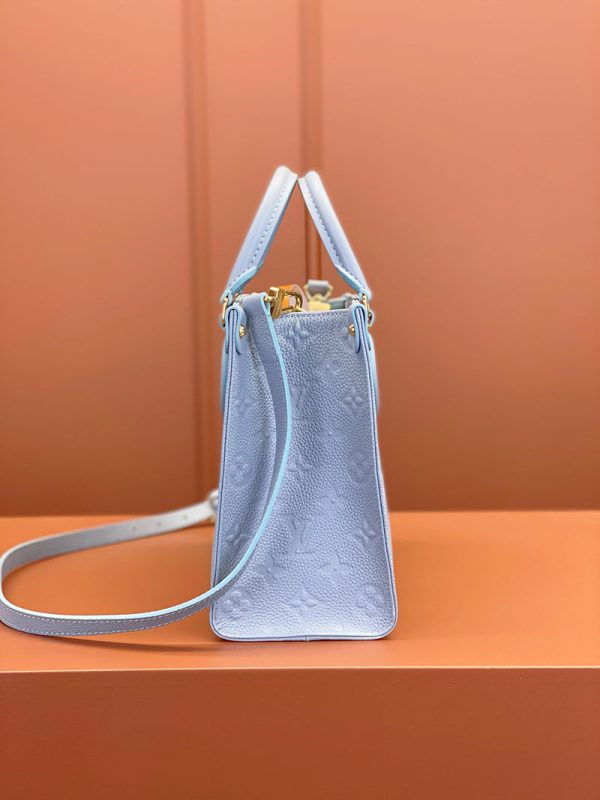 逸品 ルイヴィトン モノグラムアンプラント オンザゴーPM M46840 モノグラムアンプラントレザー ブルー ゴールド金具 - 画像 (5)