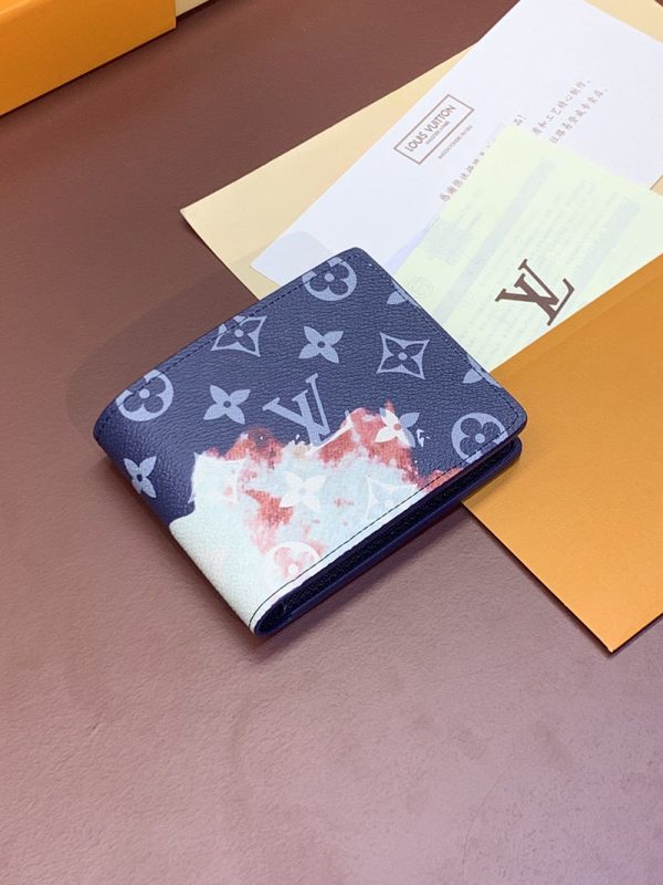 LOUIS VUITTON M82827　ポルトフォイユ・ミュルティプル　モノグラム・ブリーチ　インクブルー　2つ折り財布　小銭入れなし　メンズ 超N品 - 画像 (2)