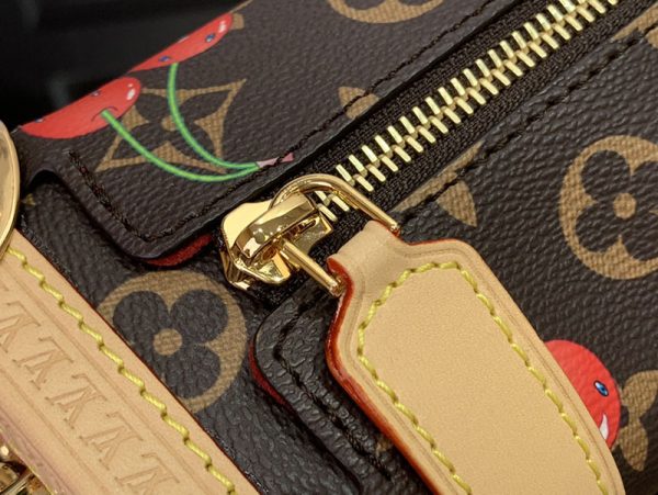 LOUIS VUITTON ルイヴィトン x 村上隆 サイドトランク MM チェリーブラウン M14278 LV × TM 超N品 - 画像 (5)
