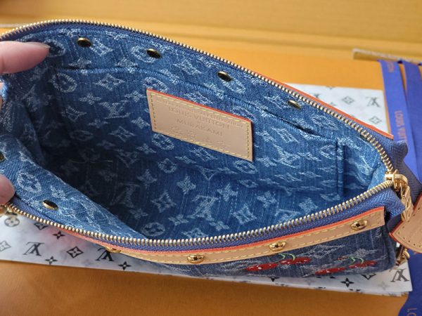 LOUIS VUITTON ルイヴィトン x 村上隆 ポシェット アクセソワール チェリーデニムブルー M13994 超N品 - 画像 (3)