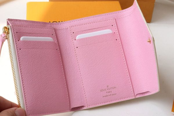LOUIS VUITTON 三つ折り財布 ダミエ ポルトフォイユ・ヴィクトリーヌ ホワイト N40638 ピーチ ピンク 超N品 - 画像 (6)
