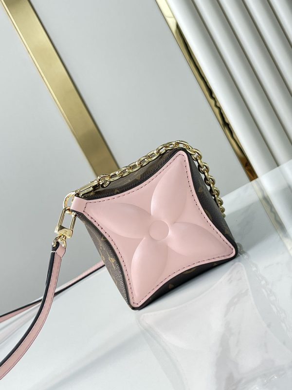 LOUIS VUITTON モノグラム ブルームポーチ ハンドバッグ チェーンバッグ ブラウン×ピンク PVCレザー RFID M11303 超N品 - 画像 (6)