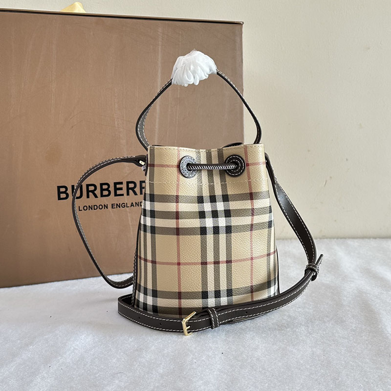 Burberry バーバリー ミニ チェック バケットバッグ アーカイブベージュ/ミリタリー 81004881 レディース バーバリー バッグ 斜めがけ - 画像 (5)