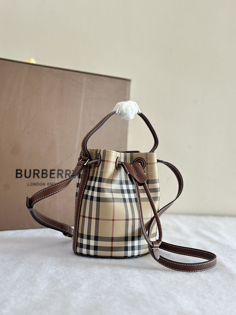Burberry バーバリー ミニ チェック バケットバッグ アーカイブベージュ/ブライアーブラウン 81004861 バーバリー ショルダーバッグ アウトレット - 画像 (9)