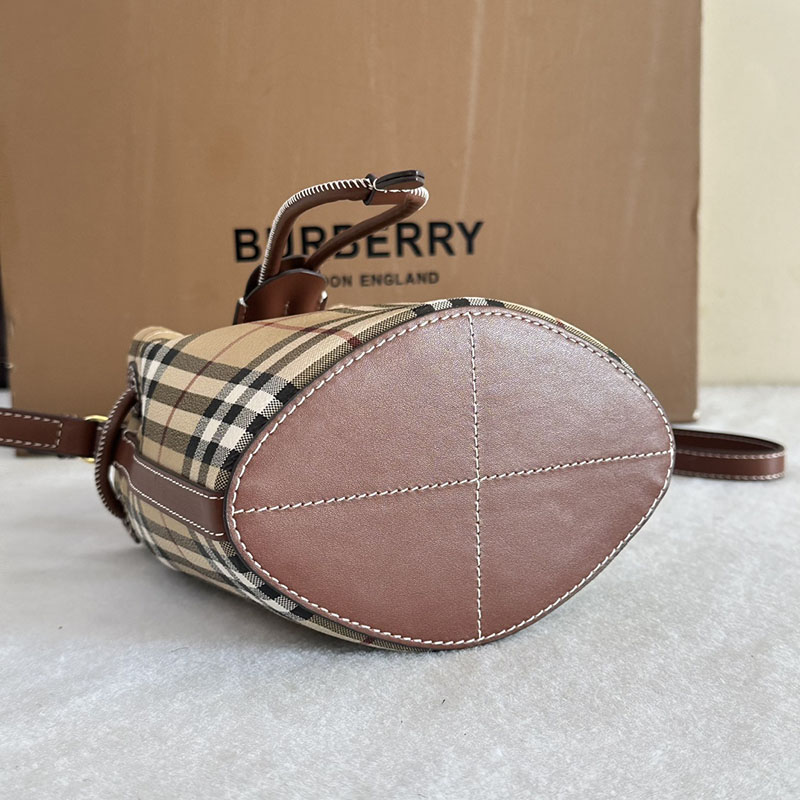 Burberry バーバリー ミニ チェック バケットバッグ アーカイブベージュ/ブライアーブラウン 81004861 バーバリー ショルダーバッグ アウトレット - 画像 (6)