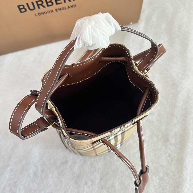 Burberry バーバリー ミニ チェック バケットバッグ アーカイブベージュ/ブライアーブラウン 81004861 バーバリー ショルダーバッグ アウトレット - 画像 (3)