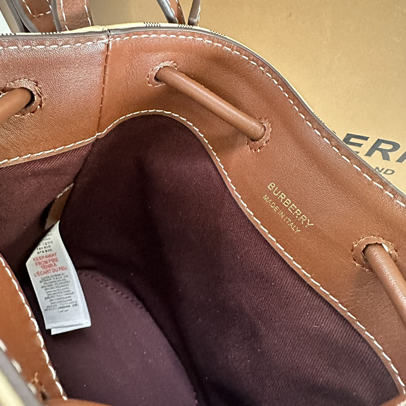 Burberry バーバリー ミニ チェック バケットバッグ アーカイブベージュ/ブライアーブラウン 81004861 バーバリー ショルダーバッグ アウトレット - 画像 (2)