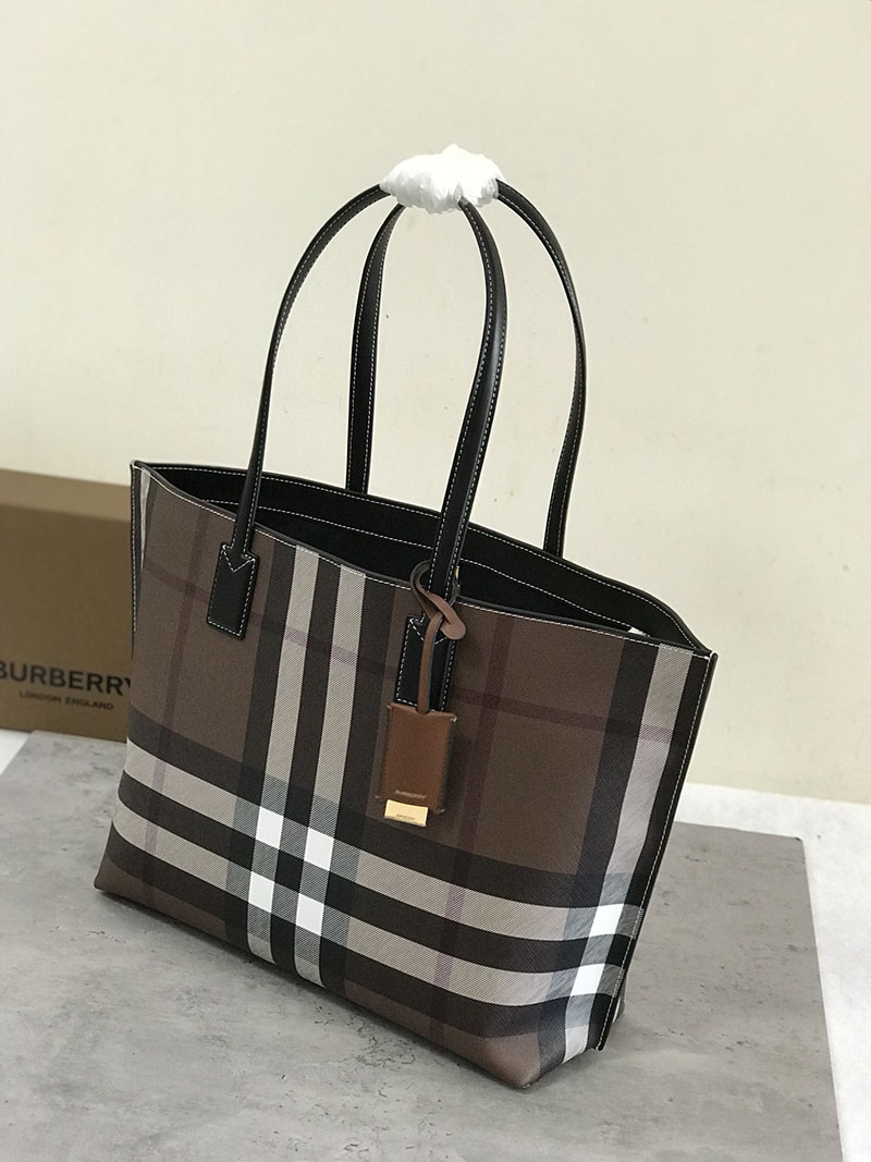 レディース バーバリー トートバッグ Burberry バーバリー ミディアム チェックトート 81122311 ダークバーチブラウン - 画像 (8)