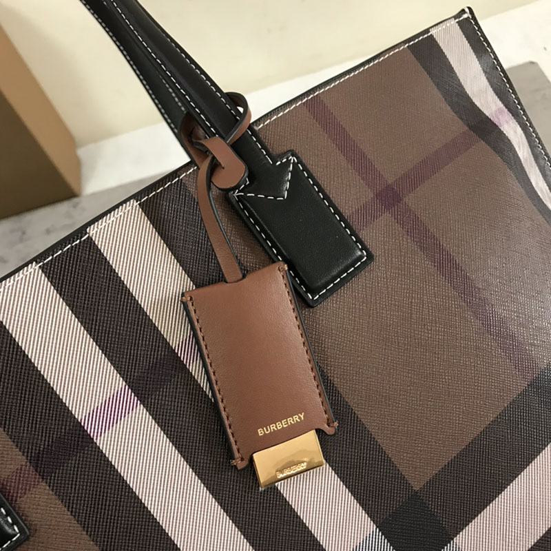 レディース バーバリー トートバッグ Burberry バーバリー ミディアム チェックトート 81122311 ダークバーチブラウン - 画像 (4)