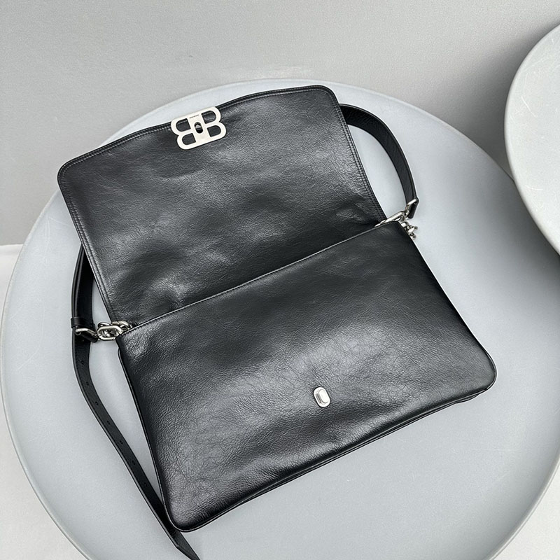 バレンシアガ アウトレット BALENCIAGA BBロゴ フラップショルダーバッグ 7485962AAI41000 ブラック カーフスキン バレンシアガ バッグ アウトレット - 画像 (6)