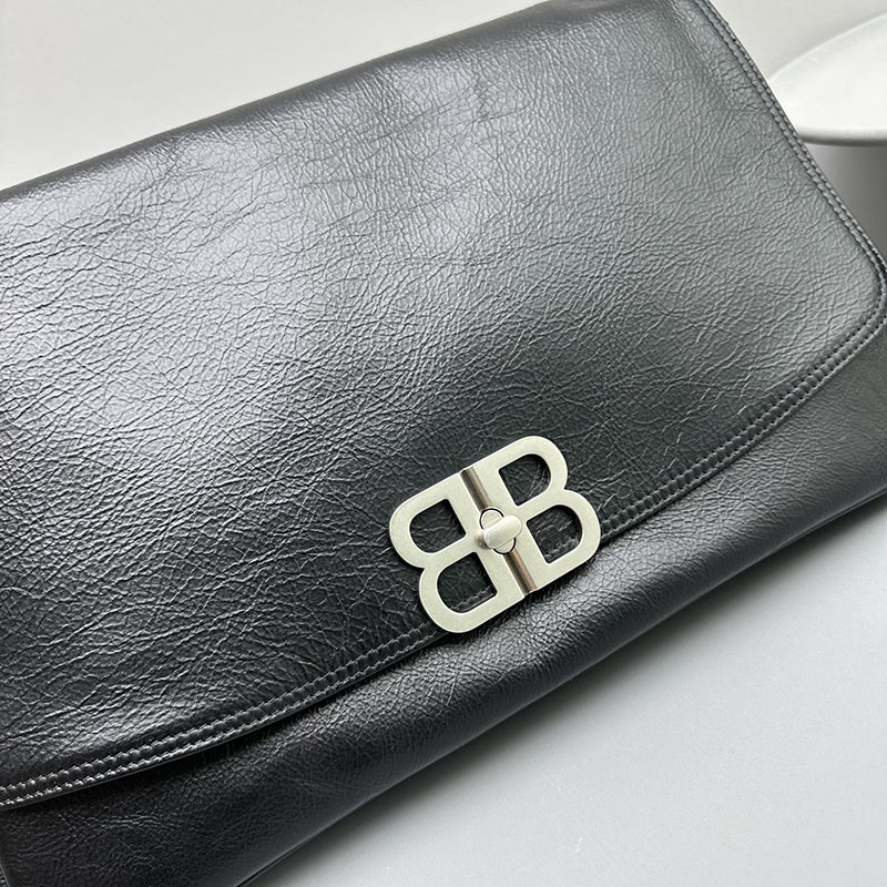 バレンシアガ アウトレット BALENCIAGA BBロゴ フラップショルダーバッグ 7485962AAI41000 ブラック カーフスキン バレンシアガ バッグ アウトレット - 画像 (5)