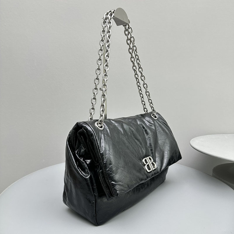 バレンシアガ アウトレット BALENCIAGA MONACO チェーンバッグ 7659662AASA1000 ブラック カーフスキン バレンシアガ バッグ アウトレット - 画像 (9)
