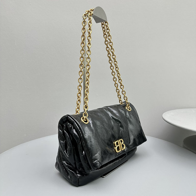 バレンシアガ アウトレット BALENCIAGA Monaco チェーンバッグ スモール 7659662AAR81000 ブラック カーフスキン バレンシアガ バッグ アウトレット - 画像 (9)