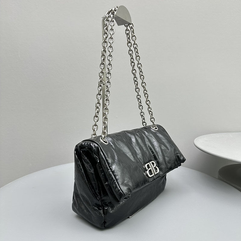 バレンシアガ アウトレット BALENCIAGA Monaco チェーンバッグ スモール 7659662AASA1000 ブラック カーフスキン バレンシアガ バッグ アウトレット - 画像 (9)