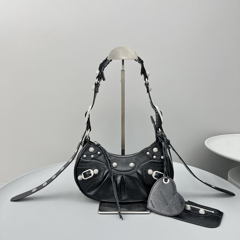 バレンシアガ アウトレット BALENCIAGA Le Cagole ショルダーバッグ XS 6713091VG9Y1000 ブラック ラムスキン バレンシアガ バッグ アウトレット - 画像 (9)