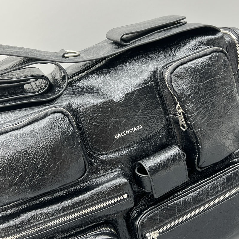 バレンシアガ アウトレット BALENCIAGA Superbusy ラージ スリングバッグ 702168210C81000 ブラック ラムスキン バレンシアガバッグ メンズ - 画像 (6)
