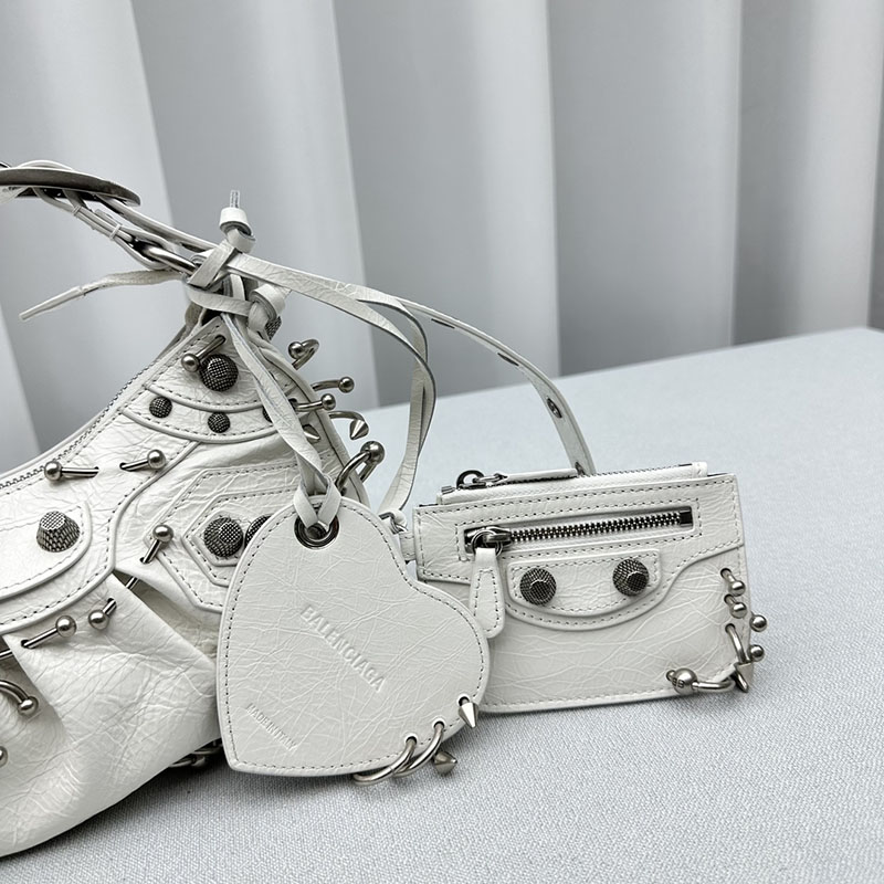 バレンシアガ アウトレット BALENCIAGA Le Cagole ショルダーバッグ Xs 671309210BK9104 ホワイト ラムスキン バレンシアガ バッグ アウトレット - 画像 (4)