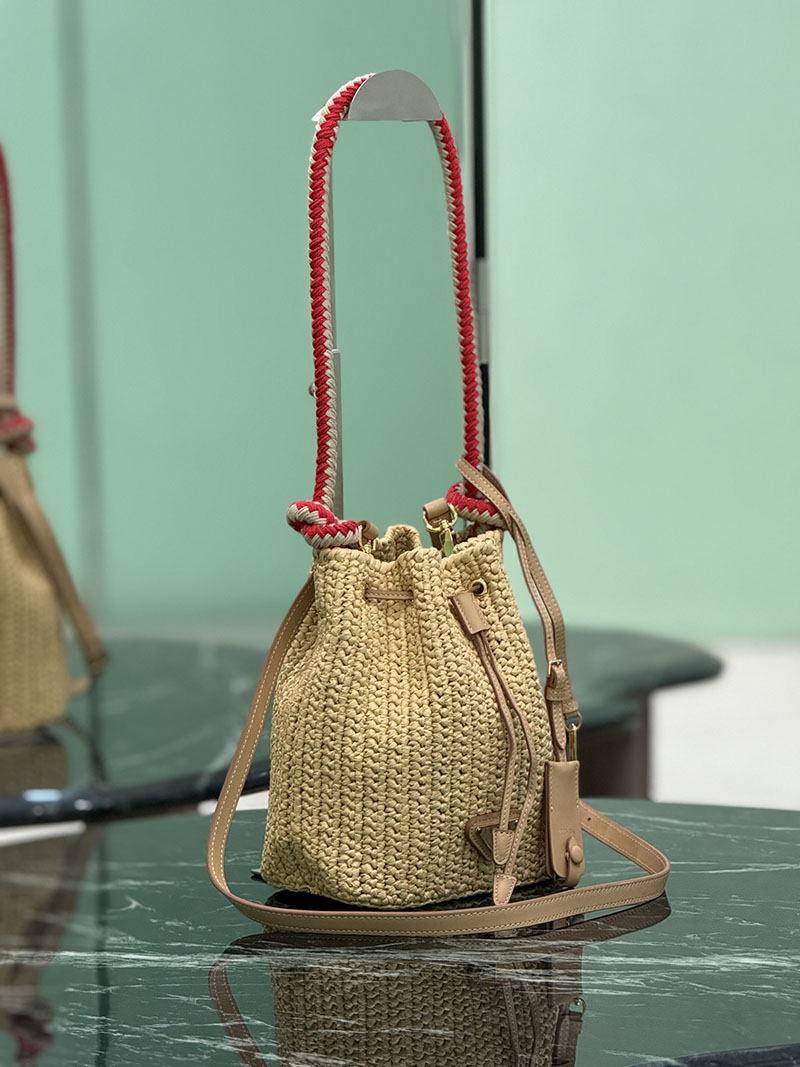 プラダ アウトレット PRADA クロシェ ミニ バケットバッグ 1BE068_2MHA_F0018_V_OVZ ナチュラル ビスコース プラダ バッグ アウトレット - 画像 (9)